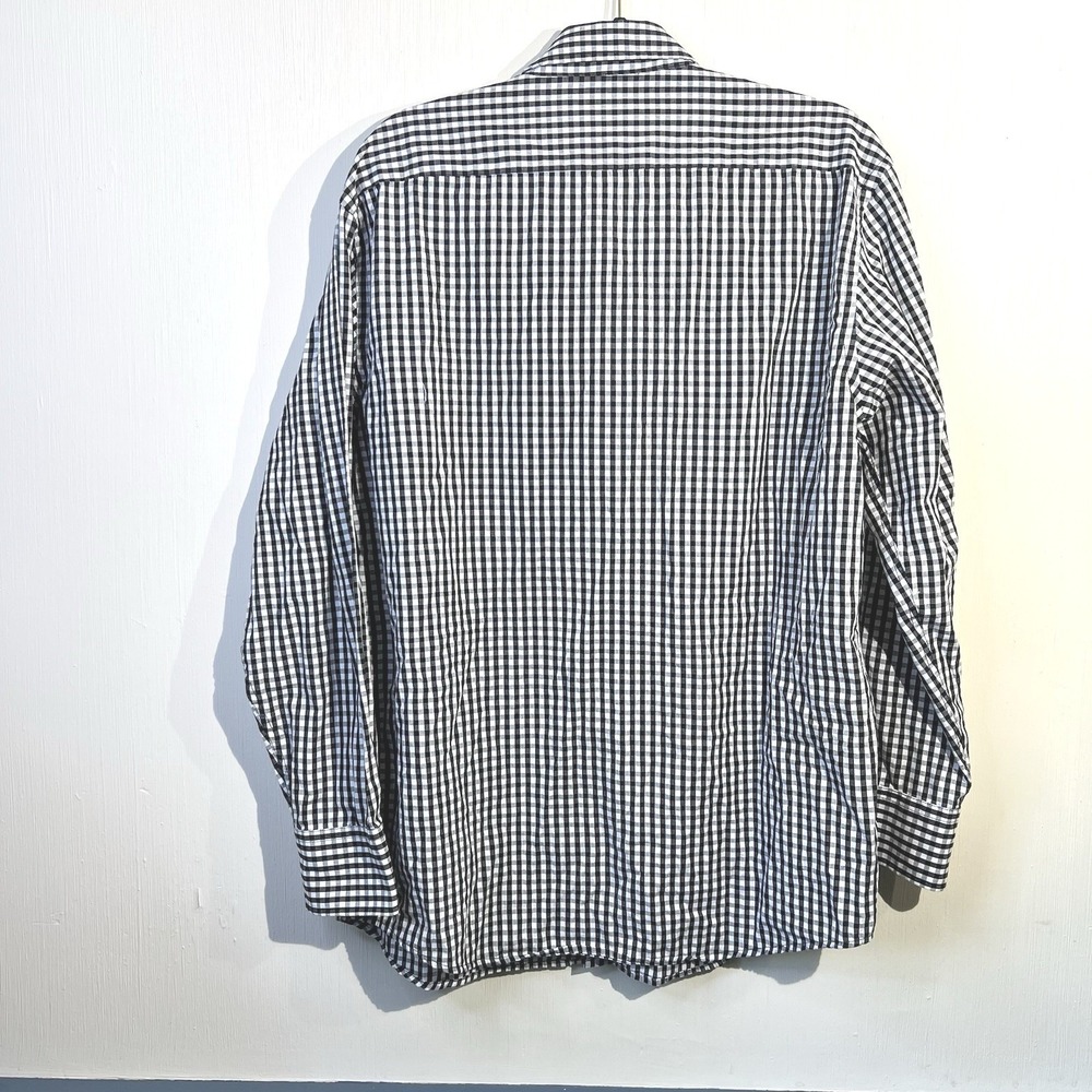 Bogari Mens Black White Gingham Check Long Sleeve Button Down Shirt Large L‎ - Picture 2 of 6